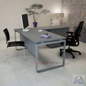 שולחן מזכירה יוקרתי דגם Niro – MD4 רגל כסופה כולל מיסתור מתכת