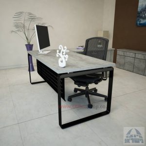 שולחן מזכירה יוקרתי דגם Niro – MD4 רגל שחורה כולל מיסתור מתכת