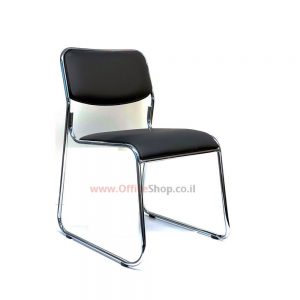 כסא אורח דגם PARTI – כסא עם גב ומושב מרופדים PU שחור