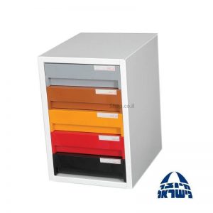 ארונית מתכת משרדית 5 מגירות פלסטיק