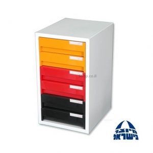 ארונית מתכת משרדית 6 מגירות פלסטיק