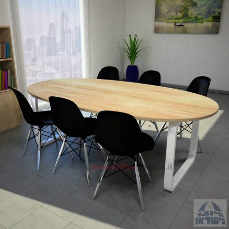 שולחן ישיבות מודרני דגם Ola רגל לבנה