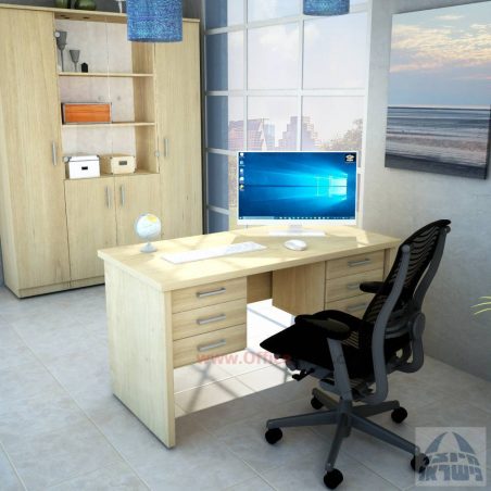 שולחן משרדי מעוצב דגם שרתון כפול כולל 6 מגירות לאחסון