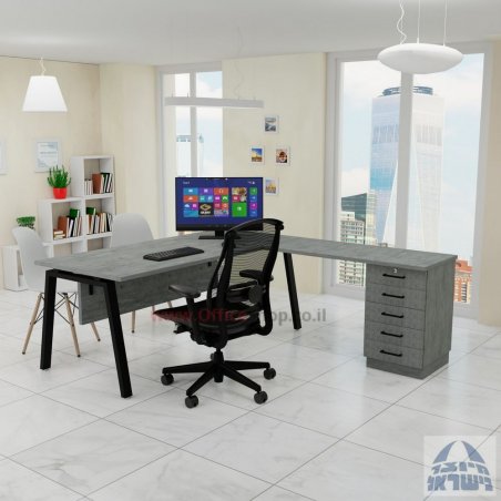 שולחן מזכירה יוקרתי דגם NOVA – MD5 רגל לבנה - מיסתור מתכת