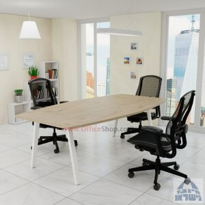 שולחן ישיבות מודרני דגם NOVA רגל לבנה