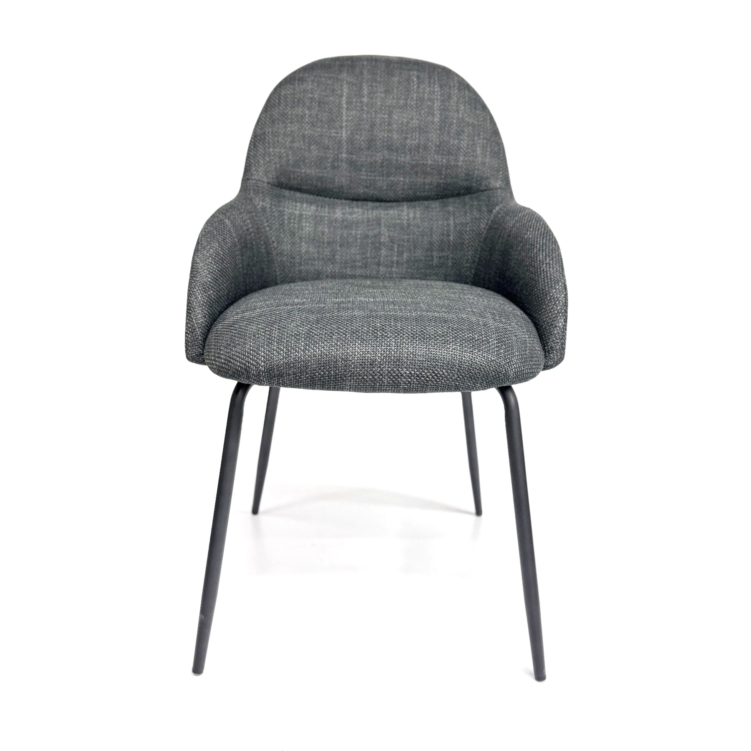 כסא אורח PIPS בריפוד בד אפור כהה